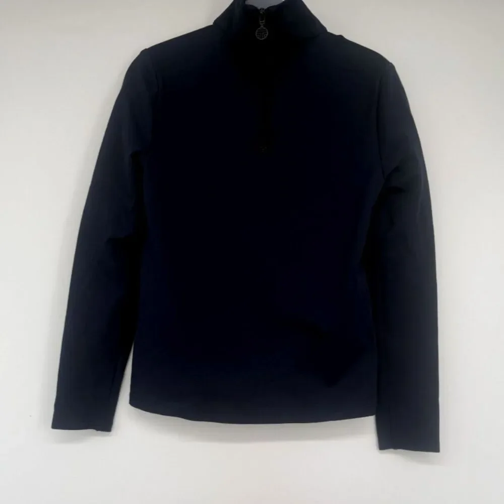 Tory Burch Sport Pullover Navy 3/4 Zip Knit Long Sleeve XS